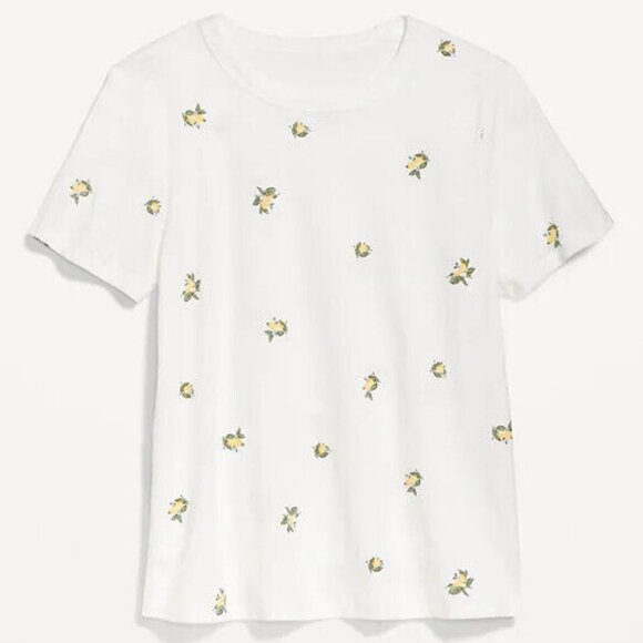 NWT Old Navy Soft EveryWear Lemons Printed Tee T-Shirt Crew-NeckWomen L XL - Picture 4 of 8